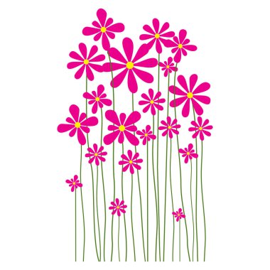 Bahar çiçeği. Beyaz Arkaplan 'da ilk bahar çiçekleri izole edilmiş. Pembe Çiçek Güzel vektör çizimi. Tasarım için elementler.