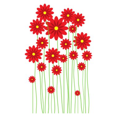 Bahar çiçeği. Beyaz Arkaplan 'da ilk bahar çiçekleri izole edilmiş. Kırmızı Çiçek Güzel vektör çizimi. Tasarım için elementler.