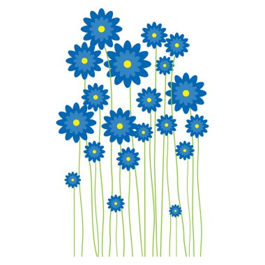 Bahar çiçeği. Beyaz Arkaplan 'da ilk bahar çiçekleri izole edilmiş. Koyu mavi çiçek güzel vektör çizimi. Tasarım için elementler.