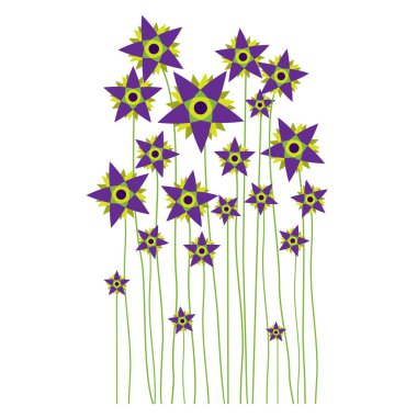 Bahar çiçeği. Beyaz Arkaplan 'da ilk bahar çiçekleri izole edilmiş. Mor Çiçek Güzel vektör çizimi. Tasarım için elementler.