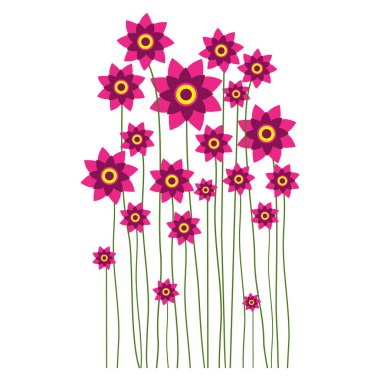 Bahar çiçeği. Beyaz Arkaplan 'da ilk bahar çiçekleri izole edilmiş. Pembe Çiçek Güzel vektör çizimi. Tasarım için elementler.