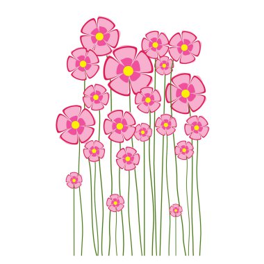 Bahar çiçeği. Beyaz Arkaplan 'da ilk bahar çiçekleri izole edilmiş. Pembe Çiçek Güzel vektör çizimi. Tasarım için elementler.