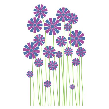 Bahar çiçeği. Beyaz Arkaplan 'da ilk bahar çiçekleri izole edilmiş. Mor Çiçek Güzel vektör çizimi. Tasarım için elementler.