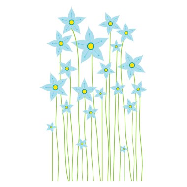 Bahar çiçeği. Beyaz Arkaplan 'da ilk bahar çiçekleri izole edilmiş. Mavi Çiçek Güzel vektör çizimi. Tasarım için elementler.