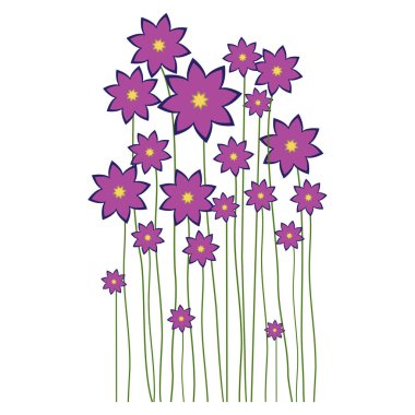 Bahar çiçeği. Beyaz Arkaplan 'da ilk bahar çiçekleri izole edilmiş. Mor Çiçek Güzel vektör çizimi. Tasarım için elementler.