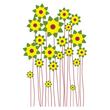 Bahar çiçeği. Beyaz Arkaplan 'da ilk bahar çiçekleri izole edilmiş. Yeşil Çiçek Güzel vektör çizimi. Tasarım için elementler.