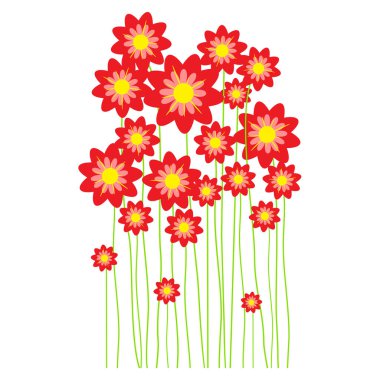Bahar çiçeği. Beyaz Arkaplan 'da ilk bahar çiçekleri izole edilmiş. Kırmızı Çiçek Güzel vektör çizimi. Tasarım için elementler.