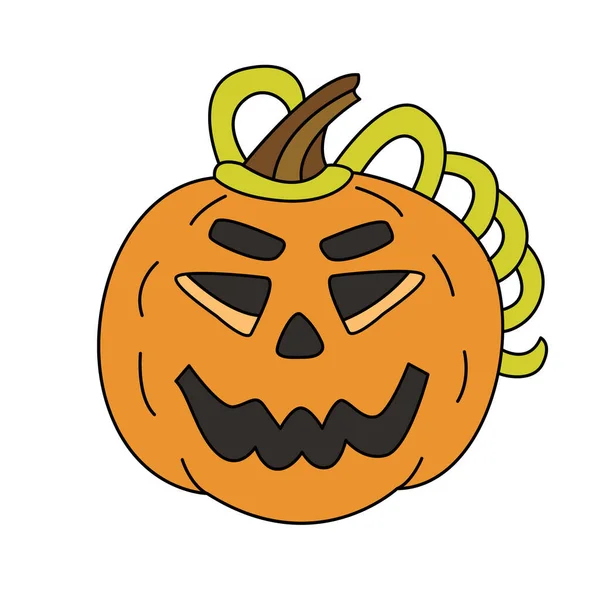 Kézzel Rajzolt Vektor Illusztráció Egy Jack Lámpás Tök Nagy Halloween — Stock Vector