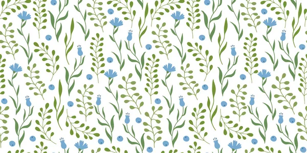 Patrón Sin Costura Vectorial Acianos Flores Silvestres Sobre Fondo Blanco — Archivo Imágenes Vectoriales
