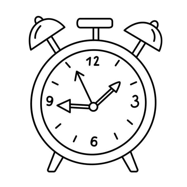 Alarm Table Clock Hand Drawn Doodle Vector Illustration Black Outline — Stock Vector