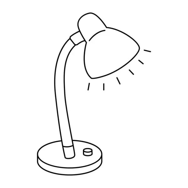 Desk Lamp Hand Drawn Doodle Vector Illustration Black Outline — Stock Vector