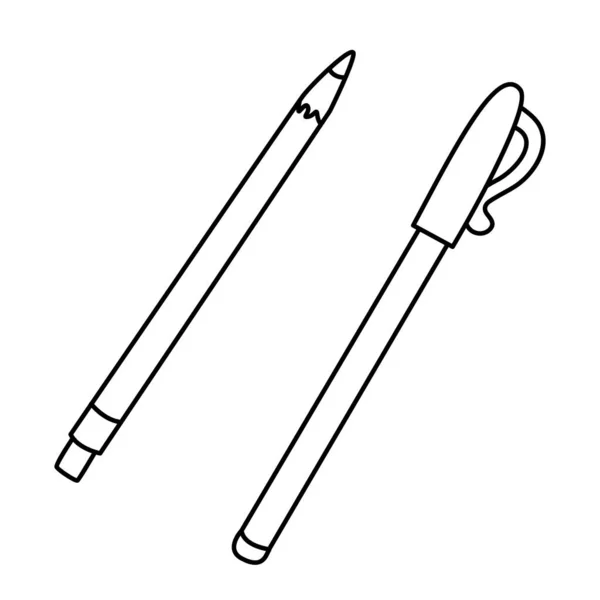Ручка Карандаш Инструменты Рисования Письма Ручная Рисованная Векторная Иллюстрация Черный — стоковый вектор