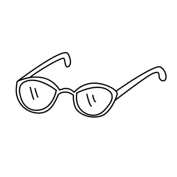 Eyeglasses Vector Doodle Hand Drawn Illustration Black Outline — Stock Vector