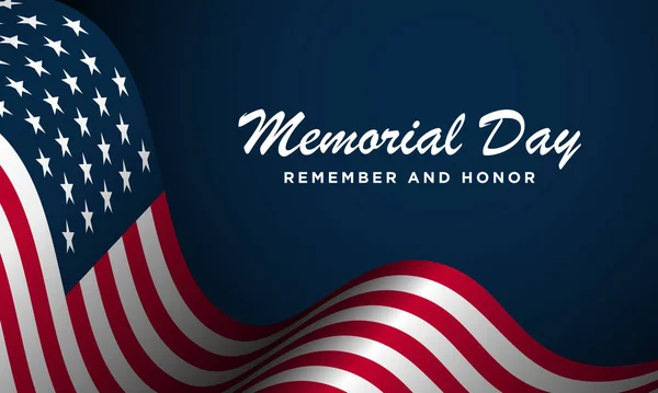 纪念日背景设计 记住和荣誉 横幅设计 蓝色背景的美国国旗 — 图库矢量图片