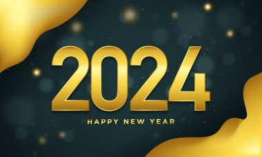 2024 altın mutlu yeni yıl arkaplan tasarımı. 