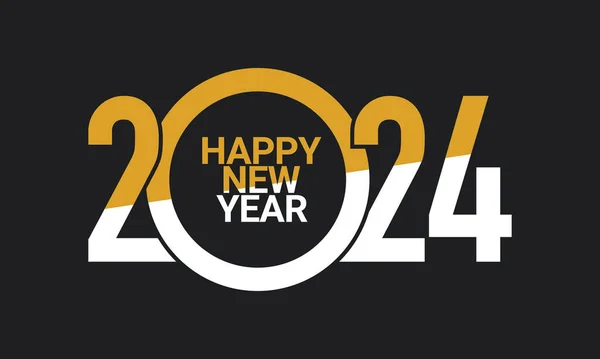 2024 Gelukkig Nieuwjaar Achtergrond Ontwerp 2024 Gelukkig Nieuwjaar Letteren Zwarte — Stockvector
