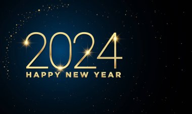 2024 Mutlu Yıllar Geçmiş Tasarımı. Altın 2024 Mutlu Yıllar Mektubu.