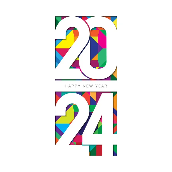 2024 Feliz Año Nuevo Vector Diseño Texto — Vector de stock