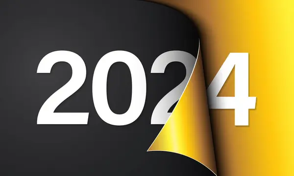 Feliz Año Nuevo 2024 Tarjeta Felicitación Plantilla Diseño — Vector de stock