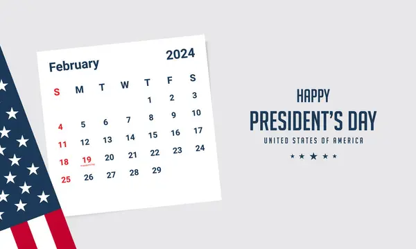 Hintergrunddesign Für Den Tag Des Präsidenten Mit Flagge Und Kalender lizenzfreie Stockillustrationen