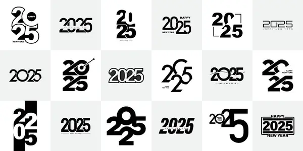 Duży Zestaw Szablonów Projektowania Liczb 2025 Ilustracje Stockowe bez tantiem