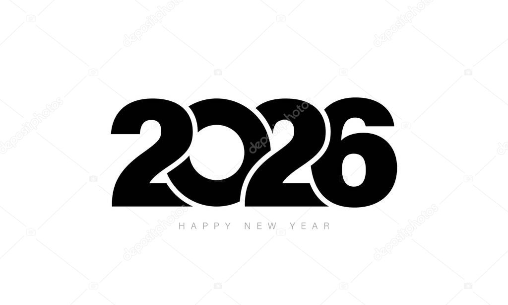 2026 Happy New Year logo text design.