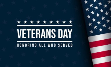 Gaziler Günü Kutlama Kartı Tasarımı Yıldızlı ve Amerikan bayrağını sallayan.