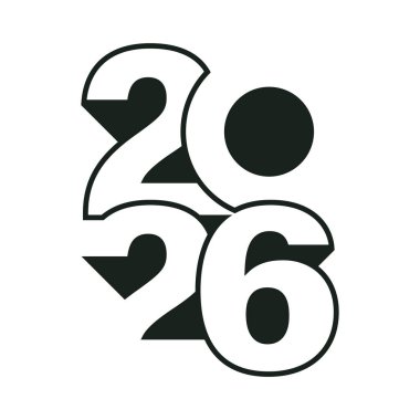 2026 Mutlu Yıllar Yeni Yıl Tasarımı. 2026 Düz Tipografi.