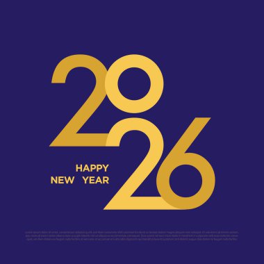2026 Mutlu Yeni Yıl Tasarımı Altın rakamıyla.