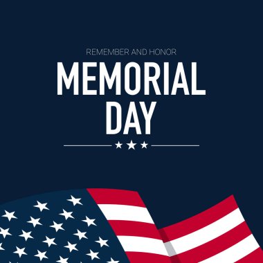 Birleşik Devletler bayrağıyla Anma Günü kartı. Vektör illüstrasyonu.