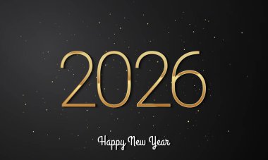 2026 Mutlu Yıllar Geçmiş Tasarımı. Tebrik kartı, Banner, Poster. Vektör İllüstrasyonu.