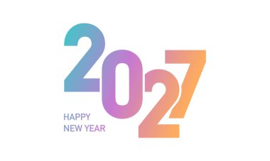 2027 yeni yıl şablon tasarımı ve beyaz arka planda yumuşak renk numaraları. Vektör illüstrasyonu.