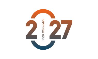 2027 yılbaşı logosu. Yıl tasarımı sayısı. Tebrik kartı, davetiye, takvim vesaire için tasarım ögeleri. Vektör illüstrasyonu.