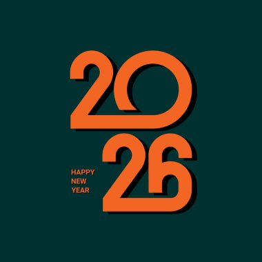 2026 mutlu yeni yıl tebrik kartı şablonu tasarımı. Pankart, poster, tebrik kartı. Vektör illüstrasyonu.