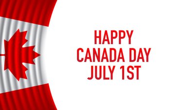 Beyaz arka planda bayrak olan Kanada günü şablonu tasarımı. Vektör İllüstrasyonu