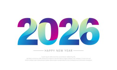 2026 Mutlu Yıllar Kutlama Kartı Tasarımı. 2026 Numara Tasarım. Vektör İllüstrasyonu.