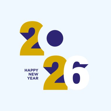 2026 numara tasarım şablonu. 2026 yılbaşı logosu metin tasarımı. Vektör illüstrasyonu.