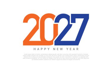 2027 yeni yıl kutlama vektörü illüstrasyonu. Tebrik kartı, poster ve diğerleri için iyi..