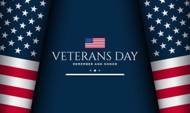 Mavi arka planda Gaziler Günü tebrik kartı. Vektör İllüstrasyonu.