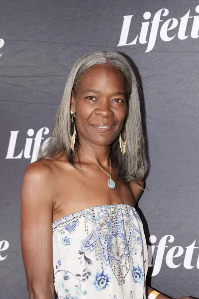 stock image Westwood, CA - August 8, 2024: Red carpet arrivals  and Garcelle Beauvais in Terry McMillans Tempted by Love on Lifetime Event, at the IPIC theater in Westwood, CA.