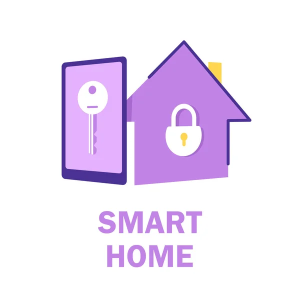 Smart Home App Con Sistema Controllo Eco Casa Sullo Sfondo — Vettoriale Stock