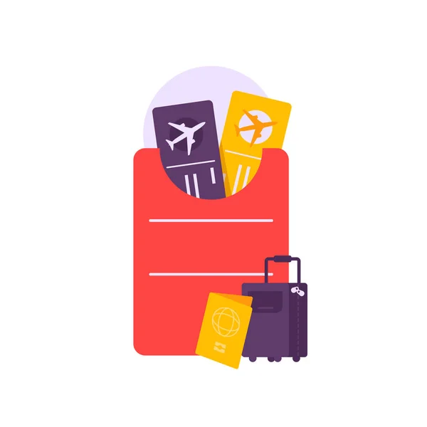 vacation concept design. Banner with airplane and vacation tickets. Vector illustration