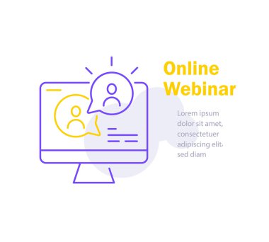 Webinar konsepti, video konferansı, internet grup konferansı, eğitim testi, evden çalışma, kolay iletişim, çevrimiçi kurs