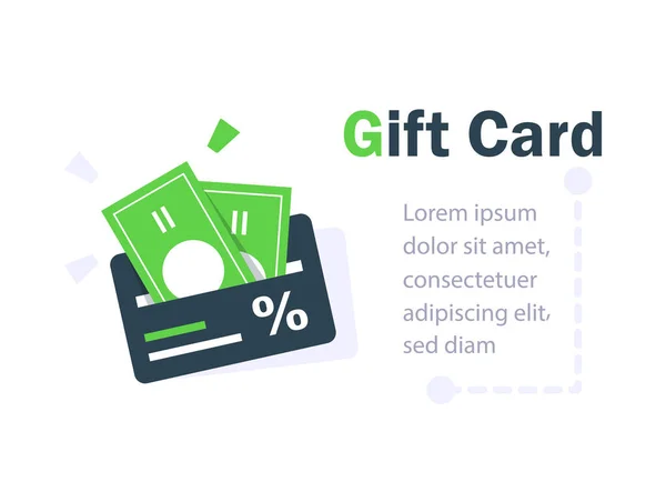 Geschenkkarte Geschenkbox Einlösen Mehr Rabatt Vergünstigungen Konzept Treueprogramm Punkte Sammeln — Stockvektor