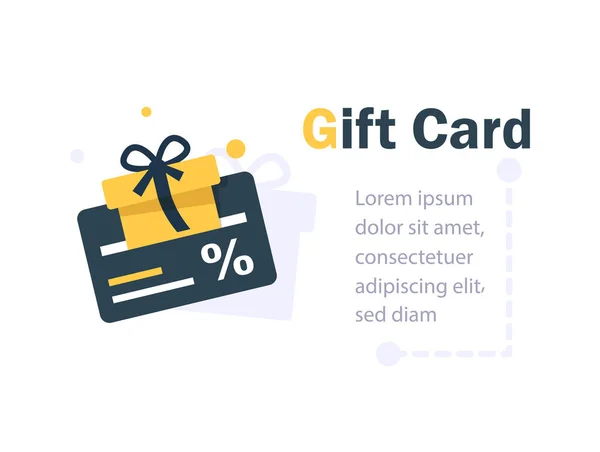 Geschenkkarte Geschenkbox Einlösen Mehr Rabatt Vergünstigungen Konzept Treueprogramm Punkte Sammeln — Stockvektor