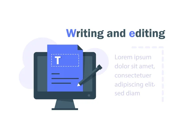 Online Education Creative Writing Storytelling Copywriting Concept Editing Text Document — стоковый вектор