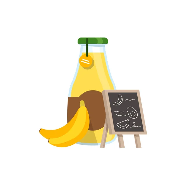 Bananensap Vlakke Ontwerp Icoon Vector Illustratie — Stockvector