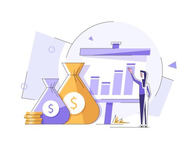 ROI concept, Return on investment, people managing financial chart, profit income, Suitable for web landing page