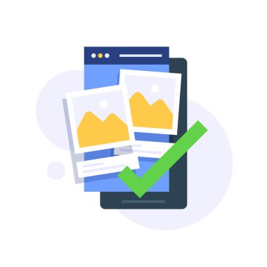 Photo image files and picture storage,Photo gallery picture on display monitor campaign for web website home homepage landing page template banner with modern flat style