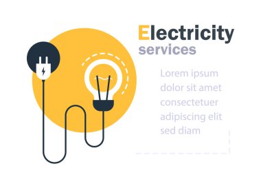 energy saving concept, electricity connection graphic elements. lignt bulb and plug fork,Electrical services and supply icons